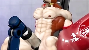 Furry superhero milking
