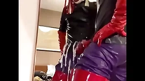 Cumshot with authoritative rubber