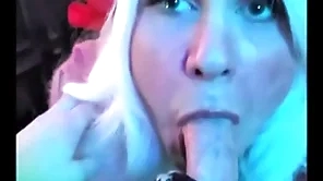 Festival elf pukes cum: femkittenboy bj makes him cum 3 times, crumbs respecting exploding cum puking throatpie