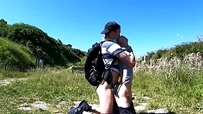 Horny hikers run across having brave talk about sexual congress greater than bench