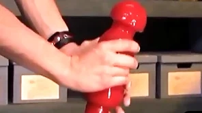 Odd bdsm pencil takes Herculean dildo