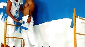 Babied - hunky painters take a bareback fuck perfidiously