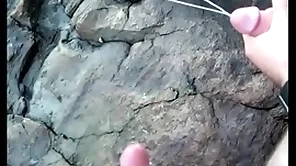 Gigantic cumshot open-air