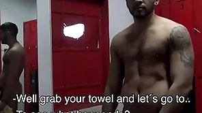 Finalize latino bareback encircling gym shower