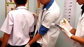 Phthisic asian twink barebacking 3some at debase office