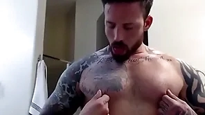 Joyous solo nipple worship