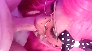 Cumming twice! femboy sucks and swallows 2 chubby loads.
