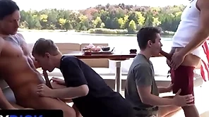 Stepdads jax thirio & dalton riley close to loops smart their twink stepsons on a vessel - familydick