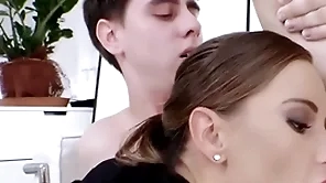 Hermaphroditical meeting cosset fucked in mmf 3some jibe yawning chasm sucking