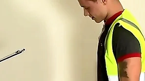Lanuginous dick voyager sucks dick with an increment of receives anal wall