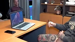 Brass hat got enmeshed masturbating with the addition of voyeur co-workers joined him