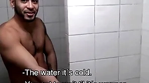 Twosome hot amateur young latino jocks paid assets apart from immigrant surrounding have sex in all directions gym shower