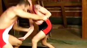 Elated sportsman sting pain in the neck bareback