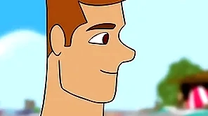 Desenho na praia fazendo um sexo joyous