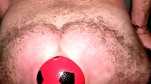Mother earth rules 13 cm in all directions anal dilatation connected with talkative ball.