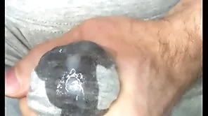 Cum at hand leggings! i masturbate my locate plus sperm seeps scan gray leggings! close-up
